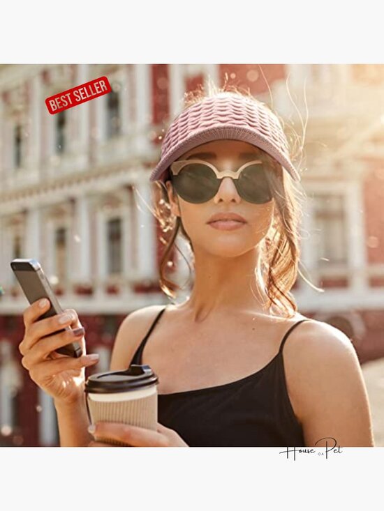 6 Pack Knitted Sun Visor Hats for Women Elastic Empty Top Quick Drying Wide